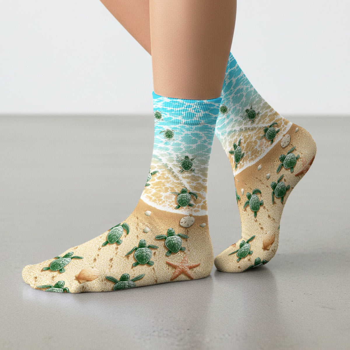 Coastal Sea Turtle Beach Nurse Socks