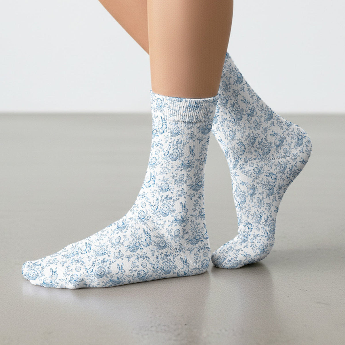 Bunny Floral Egg Toile Nurse Socks - Easter Gift