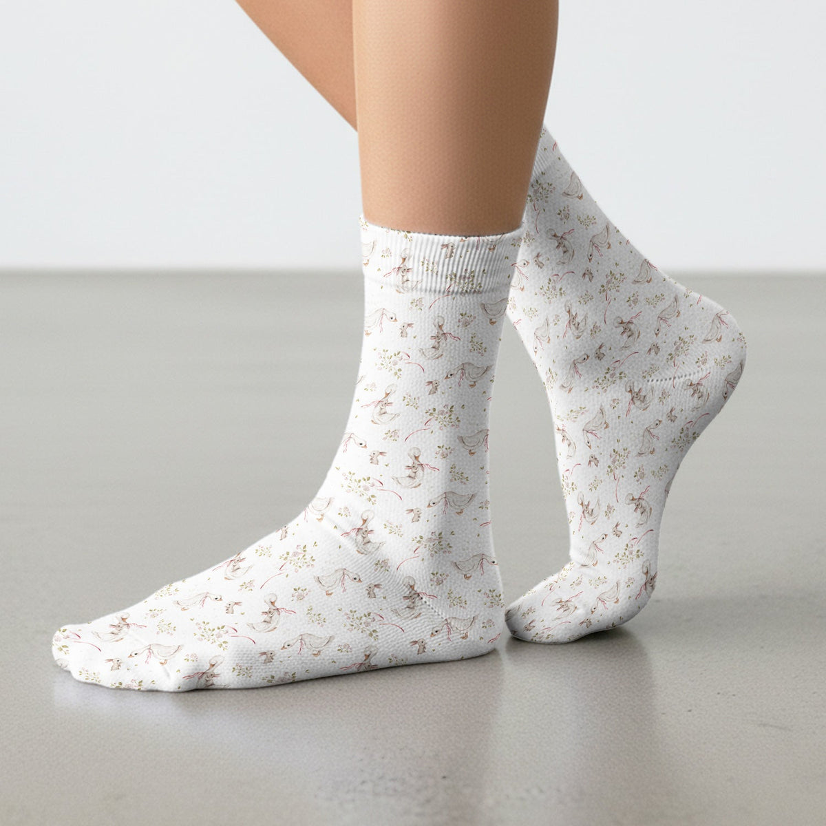 Duck Bunny Floral Nurse Socks - Easter Gift