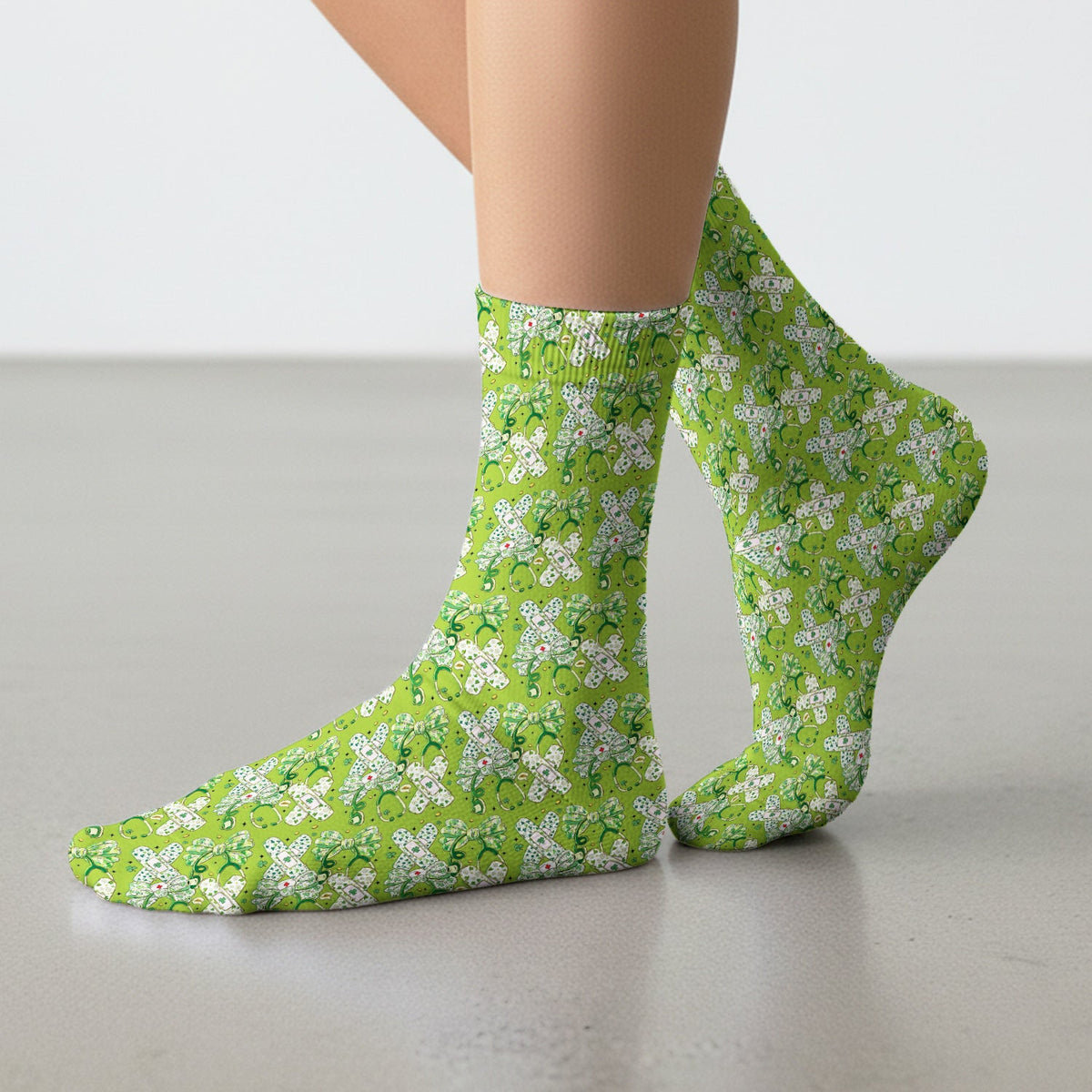 St Patrick Shamrock Stethoscope Nurse Socks