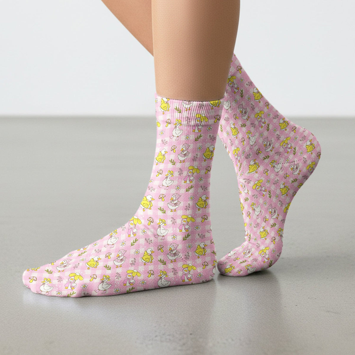 Spring Duckling Gingham Nurse Socks