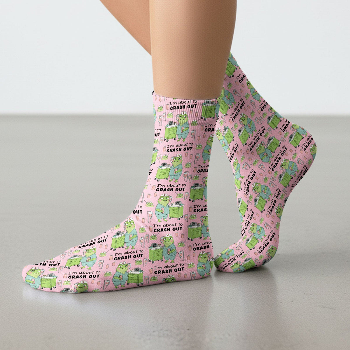 Crash Out Frog Nurse Socks