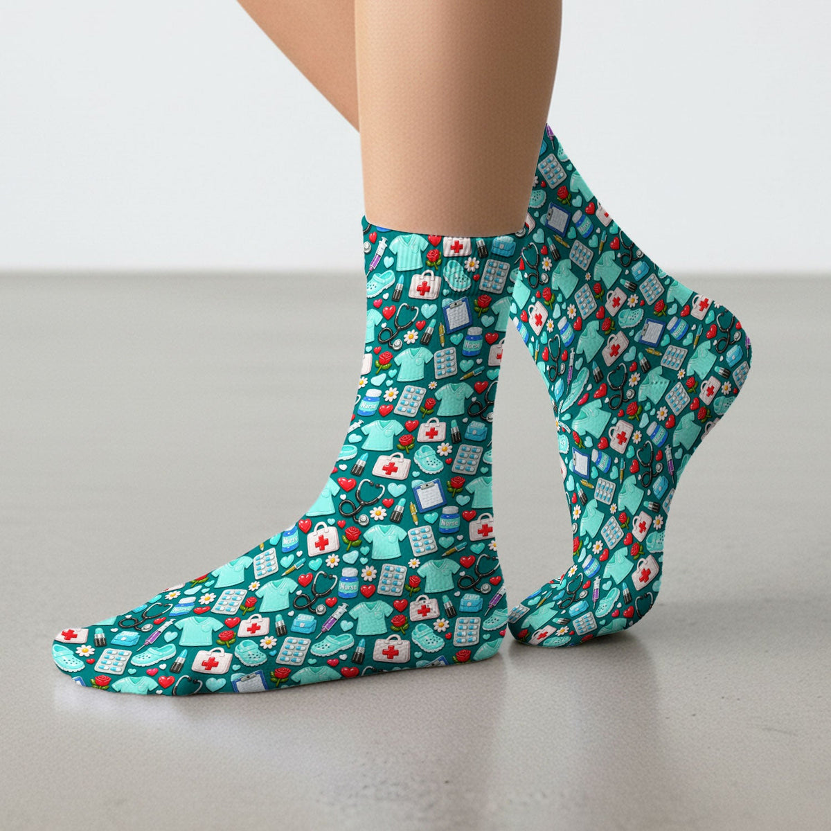 Medical Icons Nurse Socks
