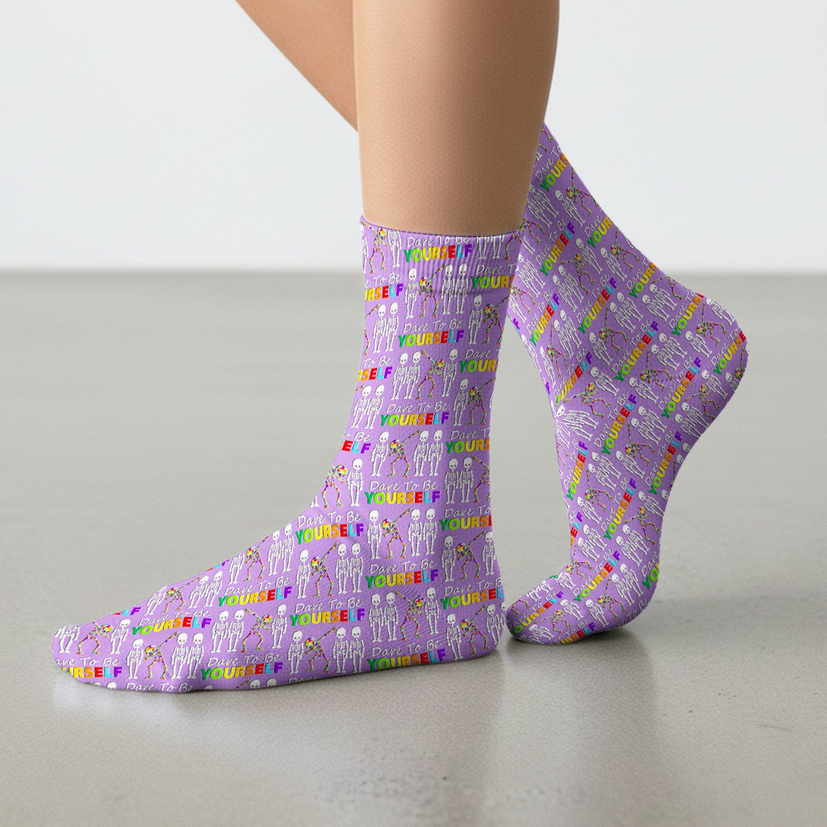 Rainbow Skeleton Dare To Be Yourself Nurse Socks