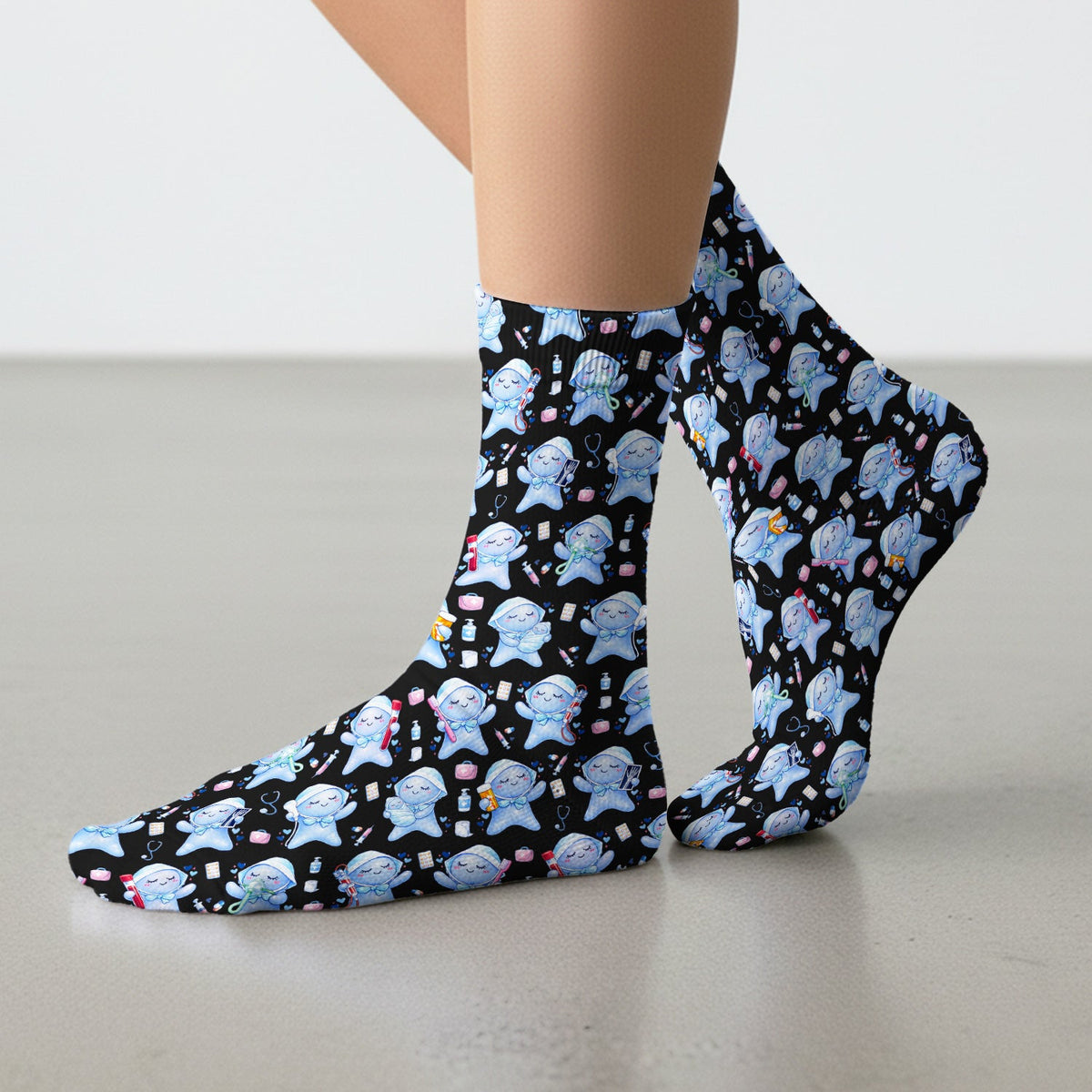 Dental Tooth Character Nurse Socks