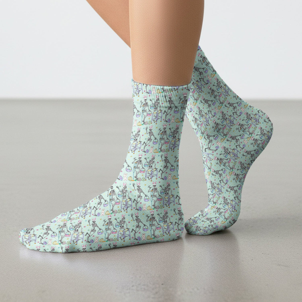 Fun Skeleton Bunny Nurse Socks - Easter Gift