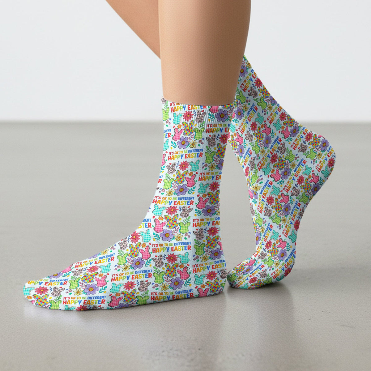 Bunny Floral Nurse Socks - Easter Gift