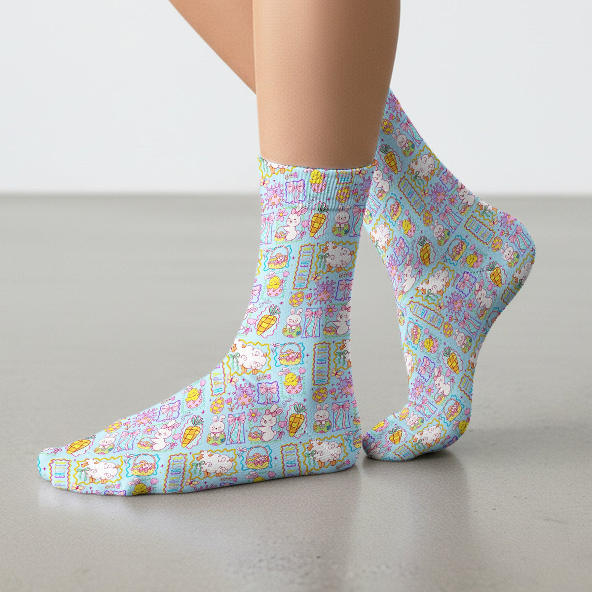 Bunny Egg Bow Nurse Socks - Easter Gift