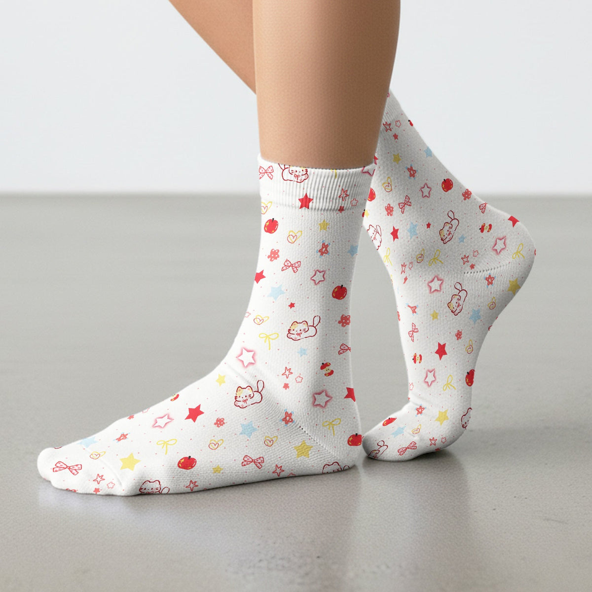 Kawaii Cat Bow Star Nurse Socks