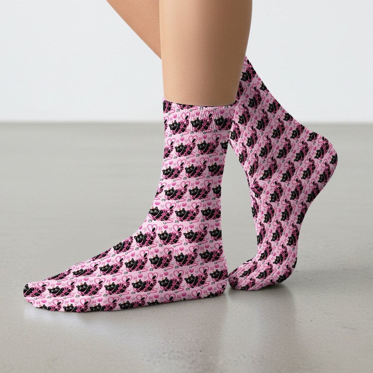 Valentine Cat Nurse Heart Socks
