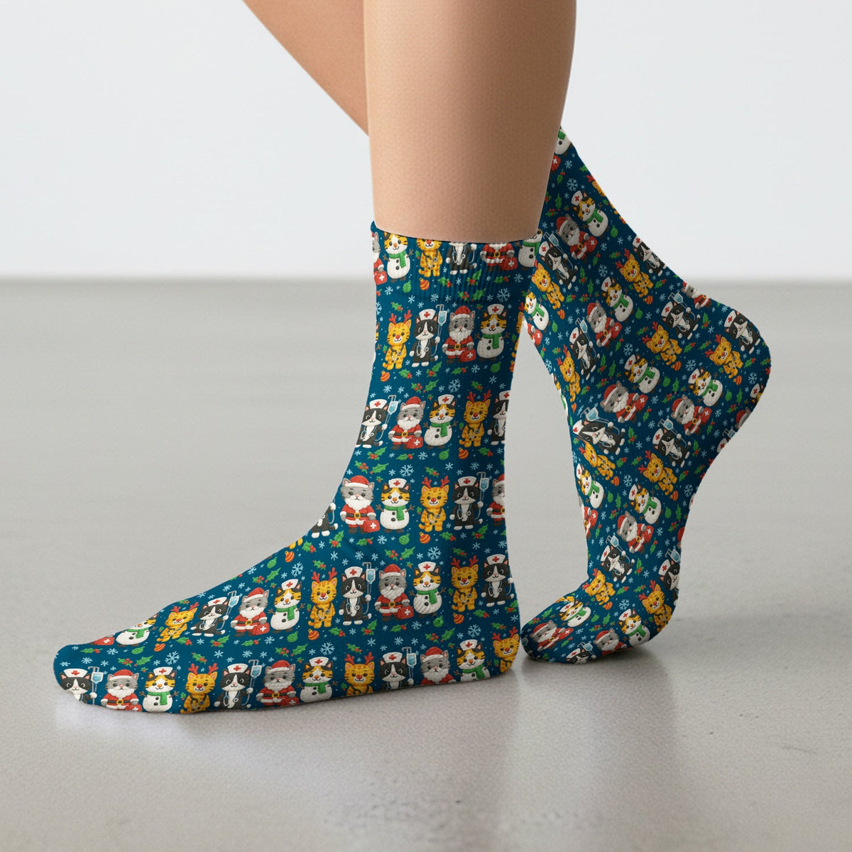 Christmas Kitty Nurse Socks