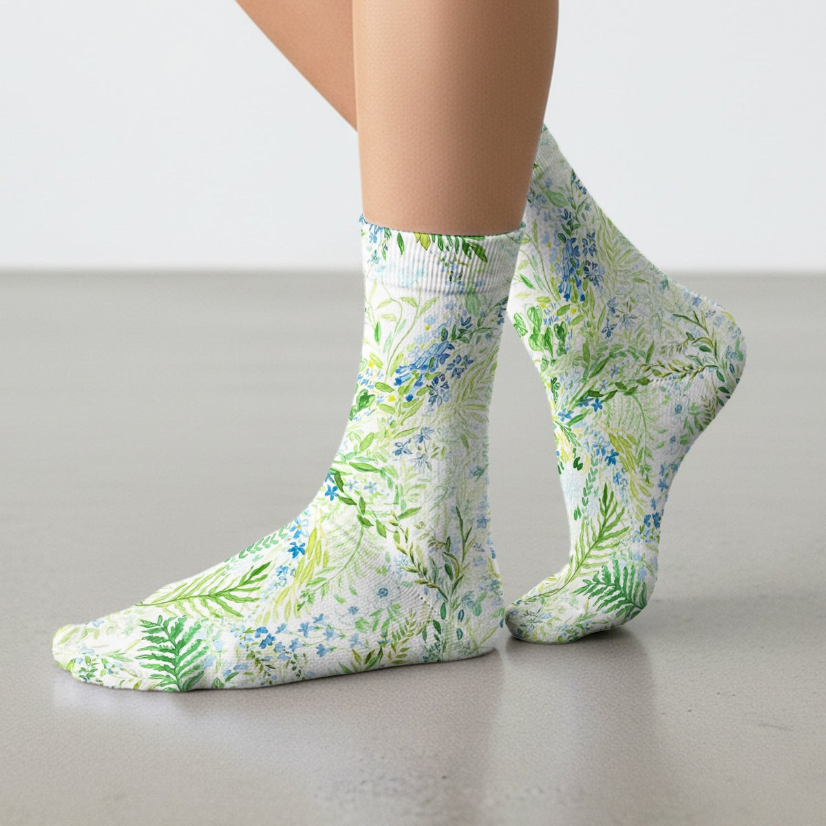 Green Botanical Floral Nurse Socks