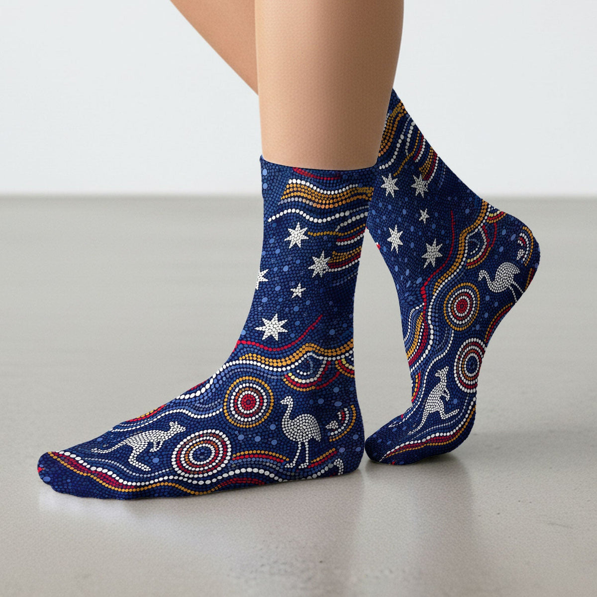 Australian Aboriginal Kangaroo Dot Art Nurse Socks