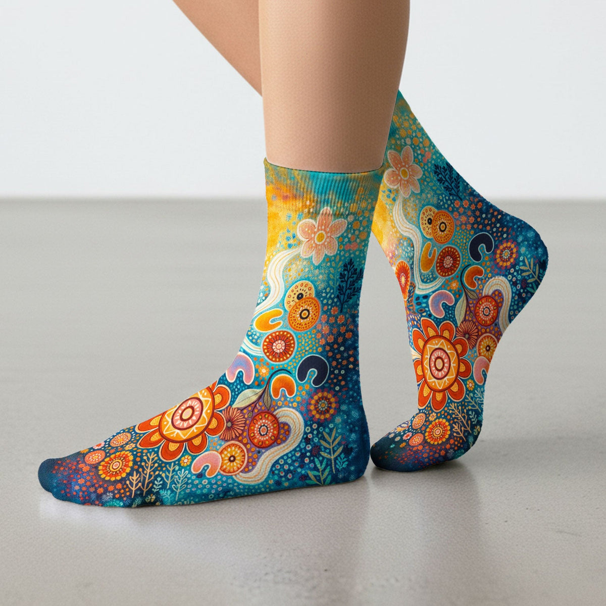 Australian Dot Art Boho Nurse Socks