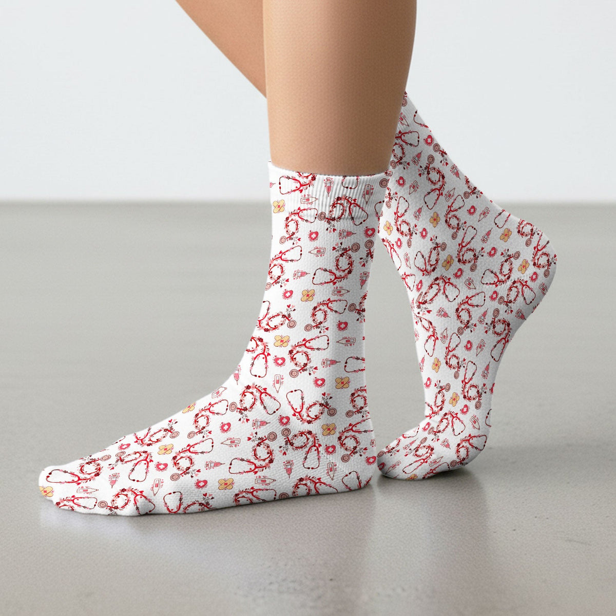 Heart Stethoscope Nurse Socks