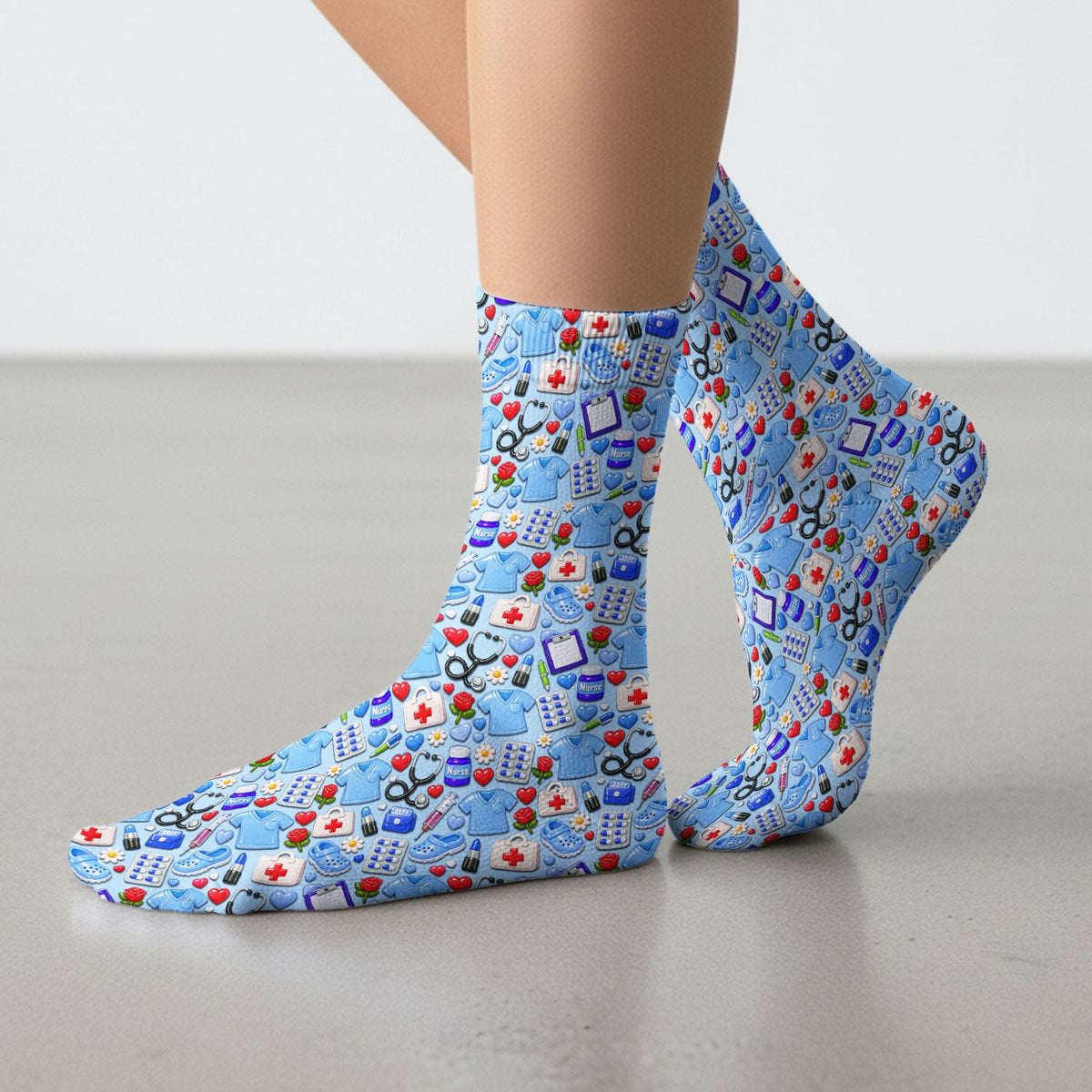 Medical Icons Nurse Socks
