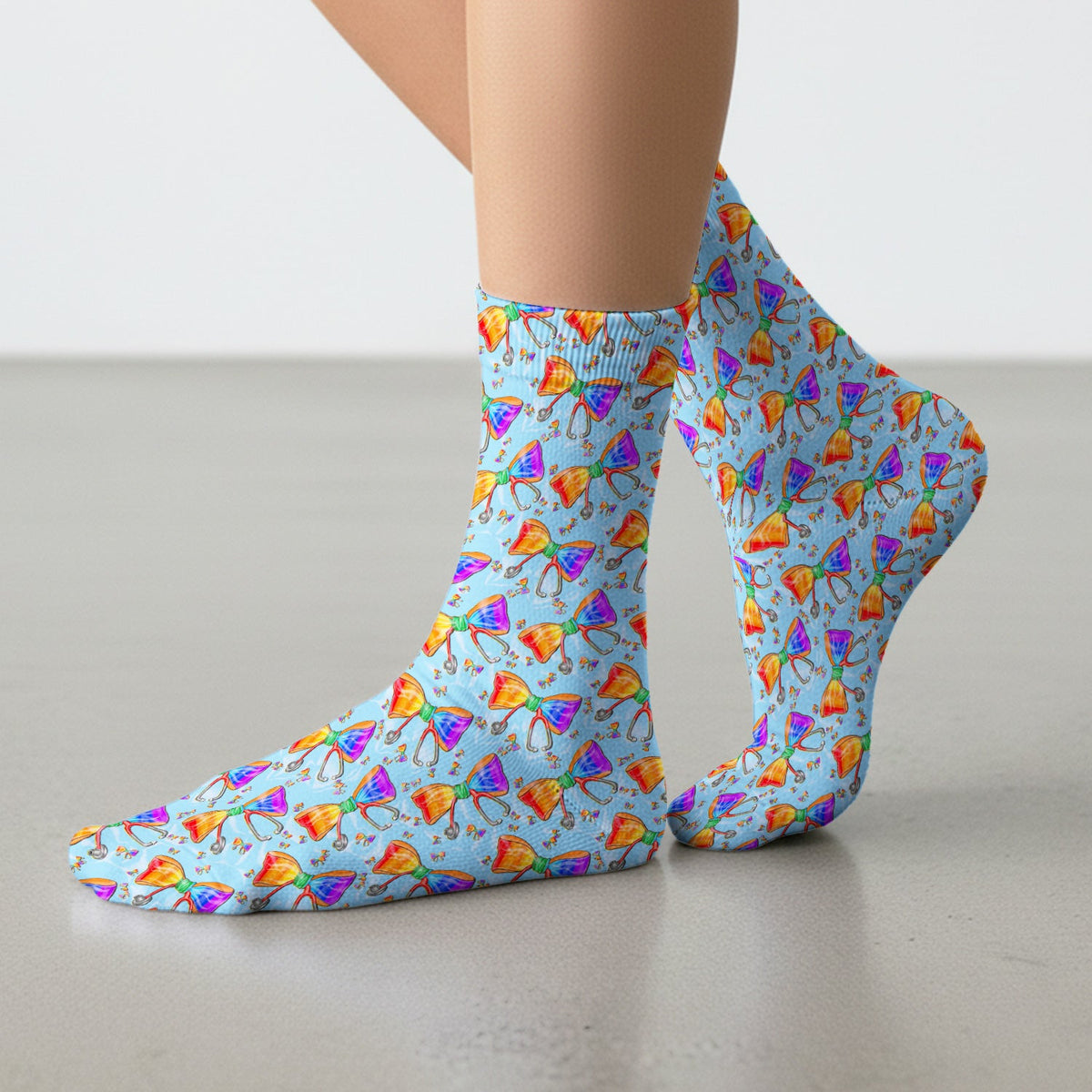 Colorful Rainbow Bow Stethoscope Nurse Socks