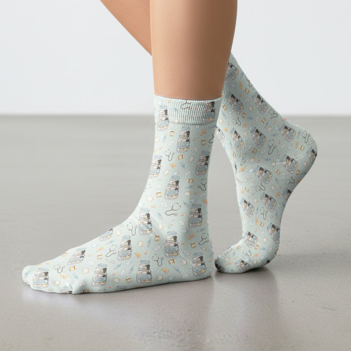 Whimsical Antidepressant Rabbit Jar Nurse Socks