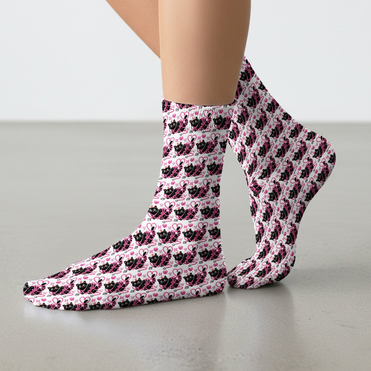 Valentine Cat Nurse Heart Socks