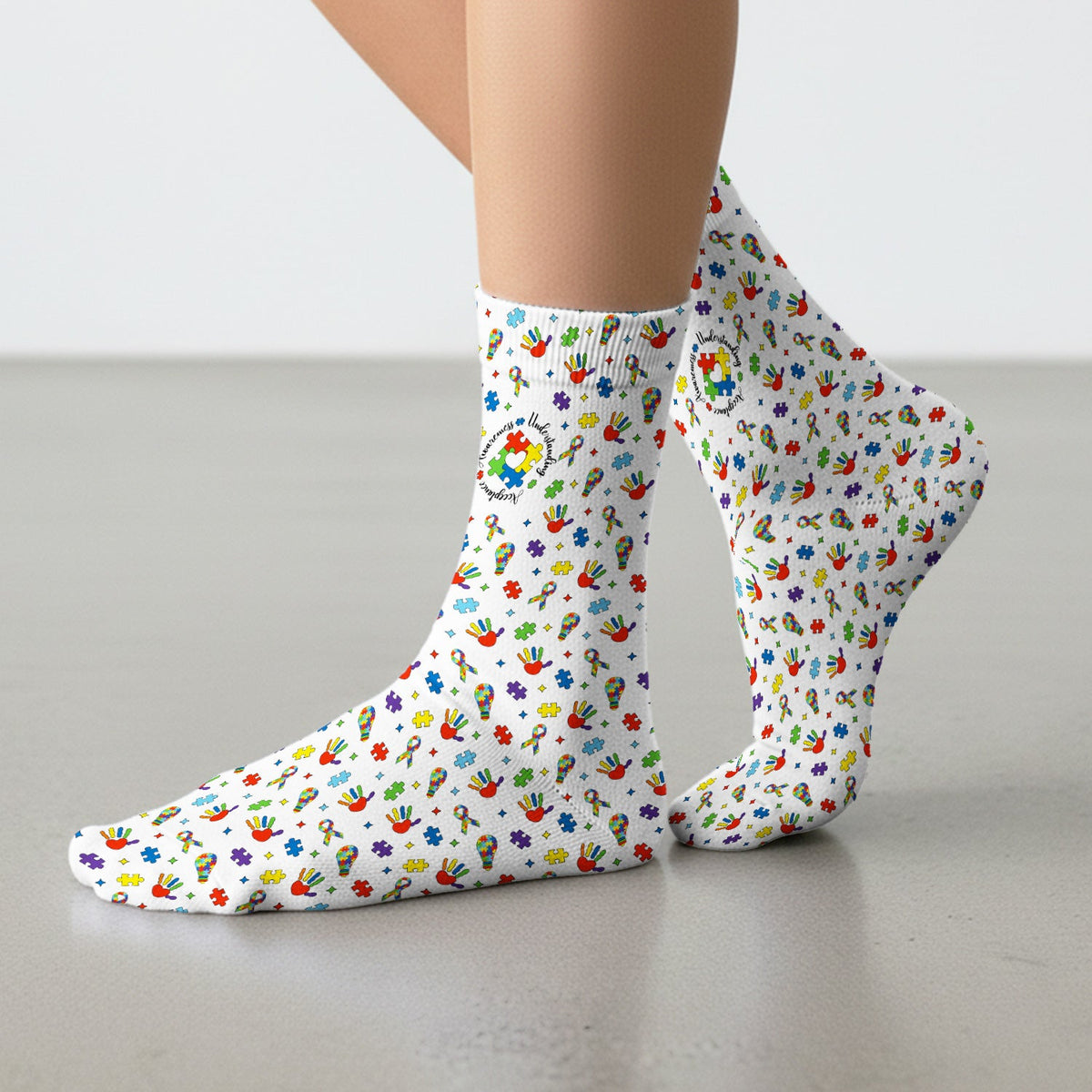 Autism Awareness Colorful Puzzle Nurse Socks