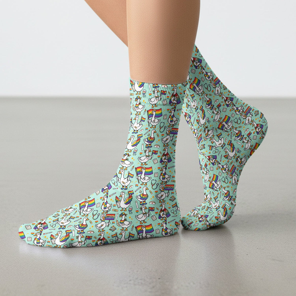 LGBT Pride Nurse Duck Socks