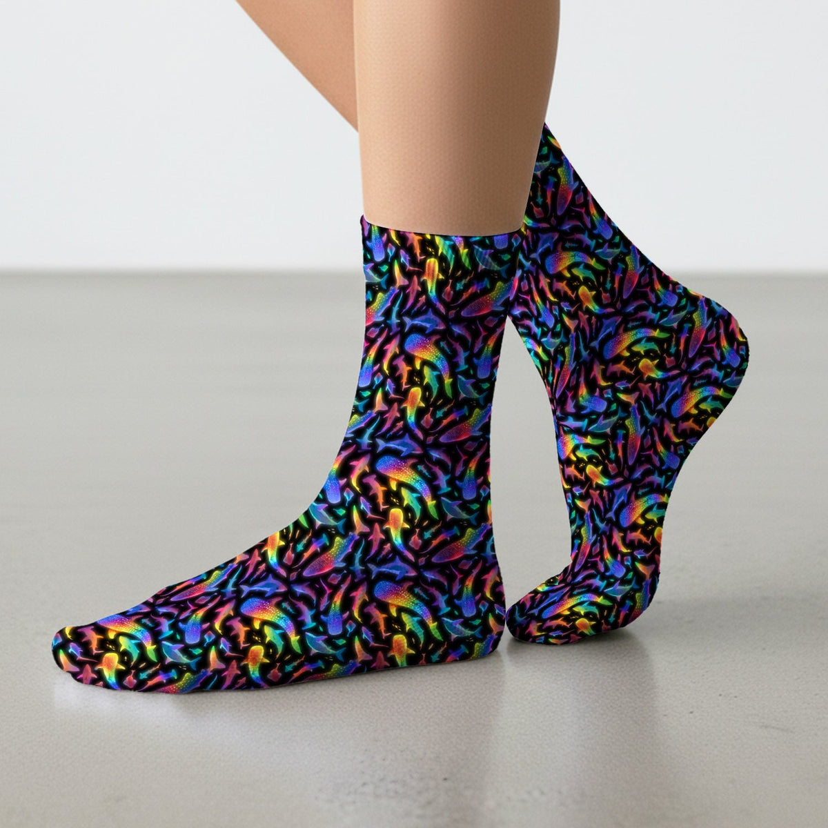 Vibrant Rainbow Shark Nurse Socks