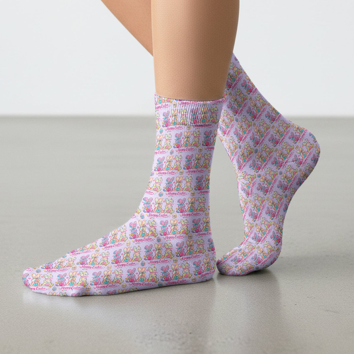 Pink Happy Easter Bunny Nurse Socks