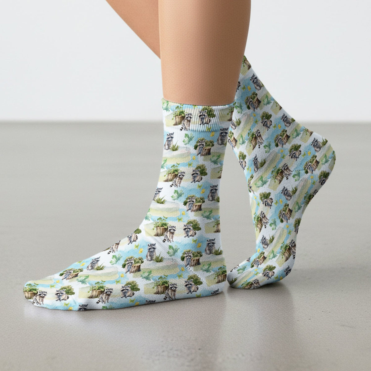 Raccoon Woodland Print Nurse Socks