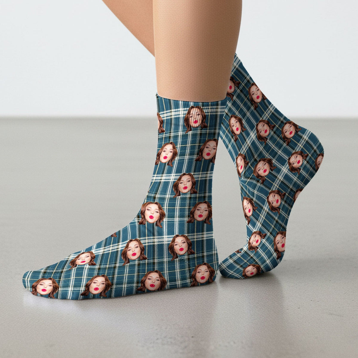 Personalized Photo Plaid Nurse Socks