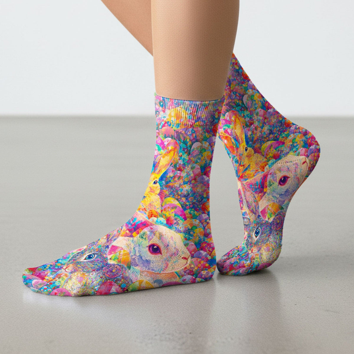 Colorful Artistic Bunny Nurse Socks