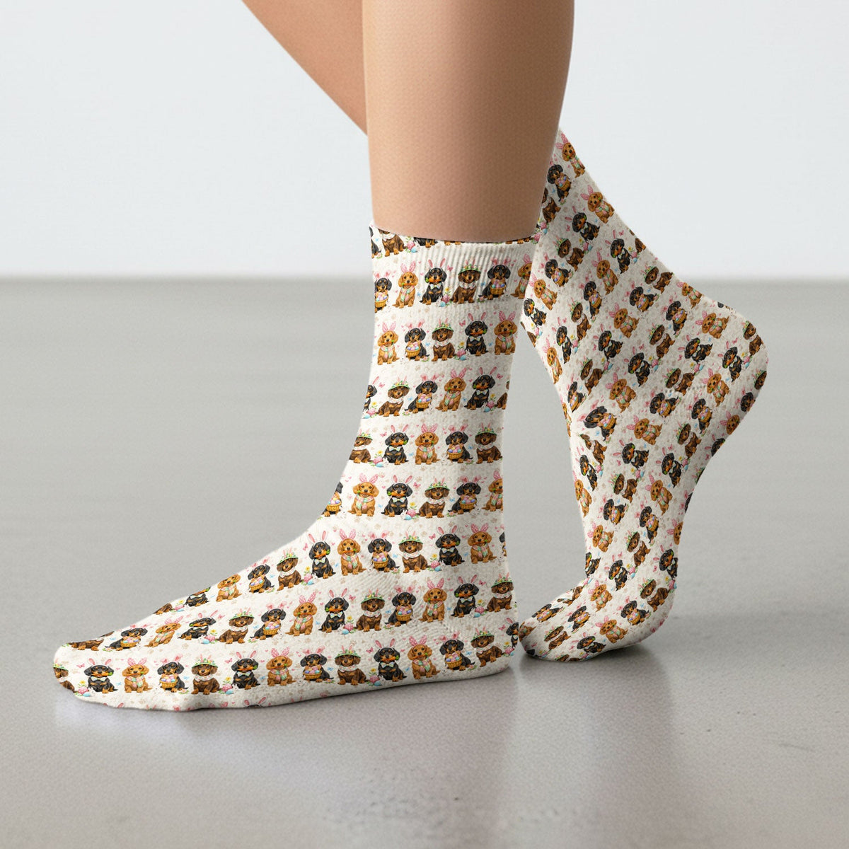 Easter Dachshund Bunny Nurse Socks