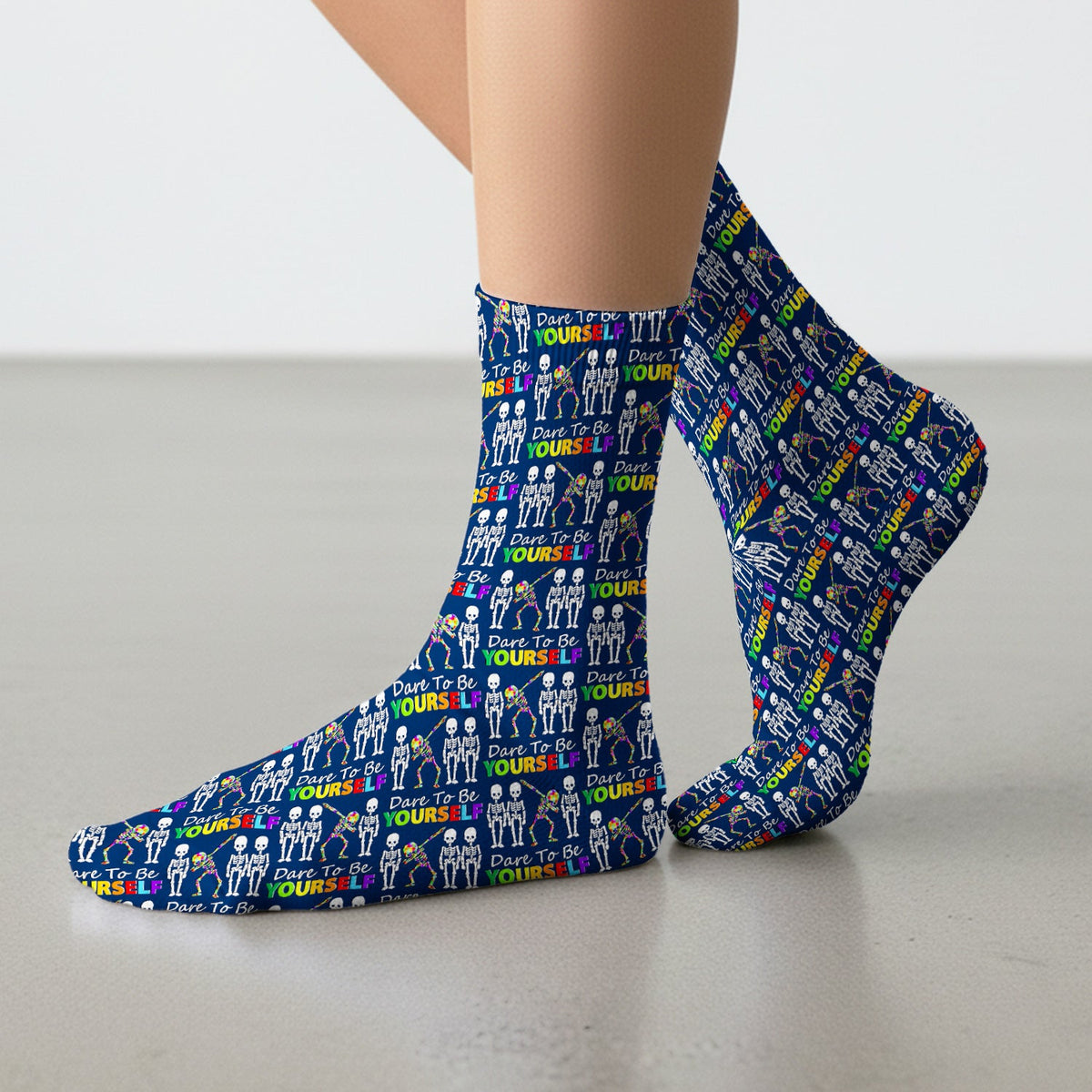 Rainbow Skeleton Dare To Be Yourself Nurse Socks