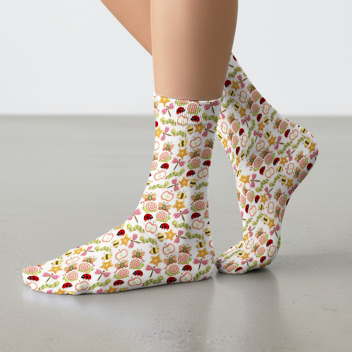 Snail Ladybug Caterpillar Apple Garden Nurse Socks