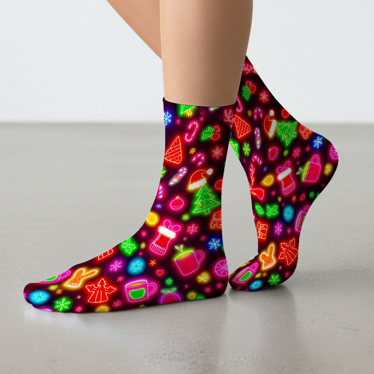 Neon Reindeer Nurse Socks