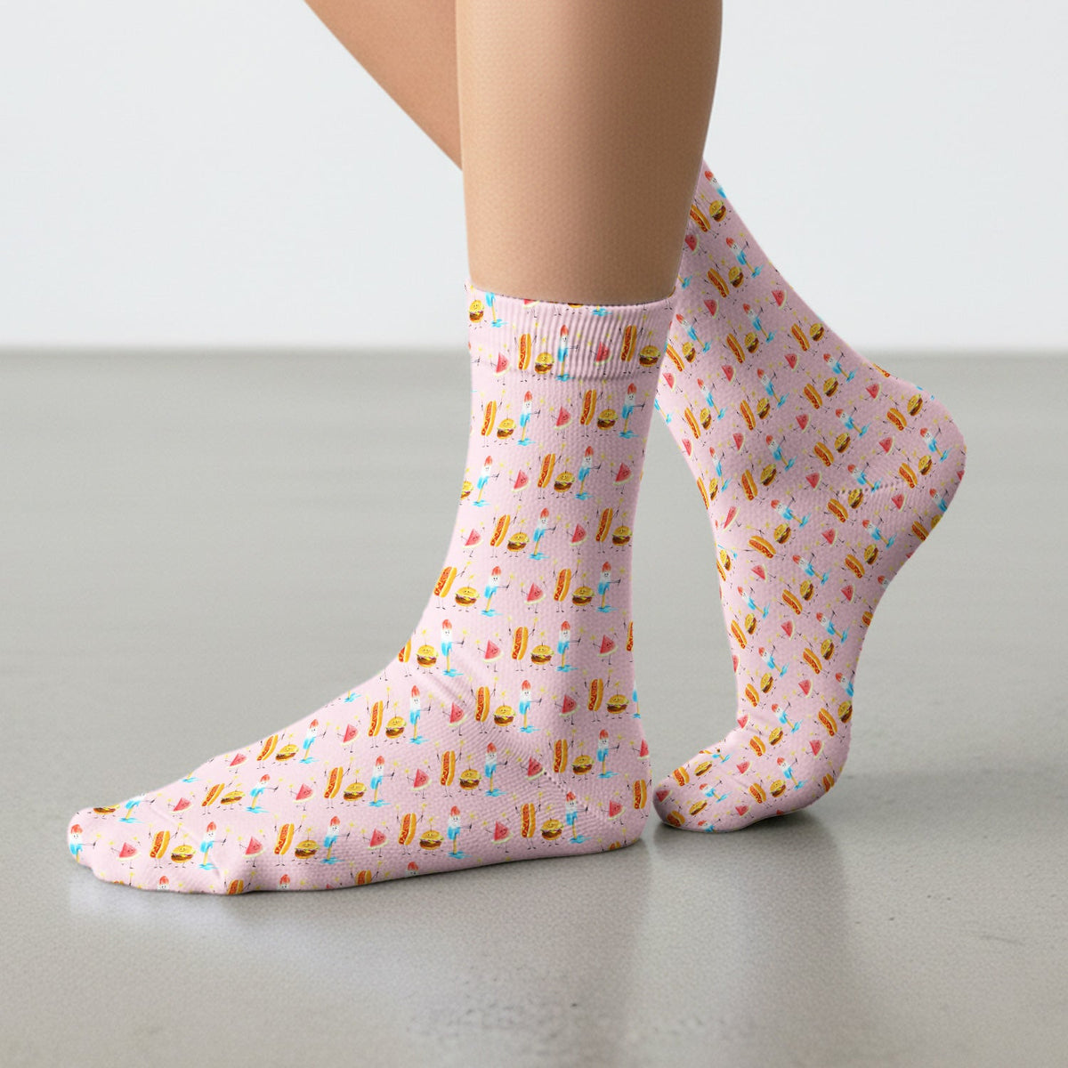 Summer Food Icons Nurse Socks