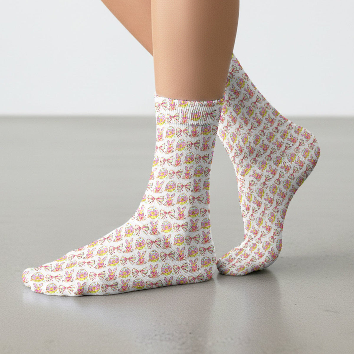 Bunny Pastel Egg Bow Nurse Socks - Easter Gift