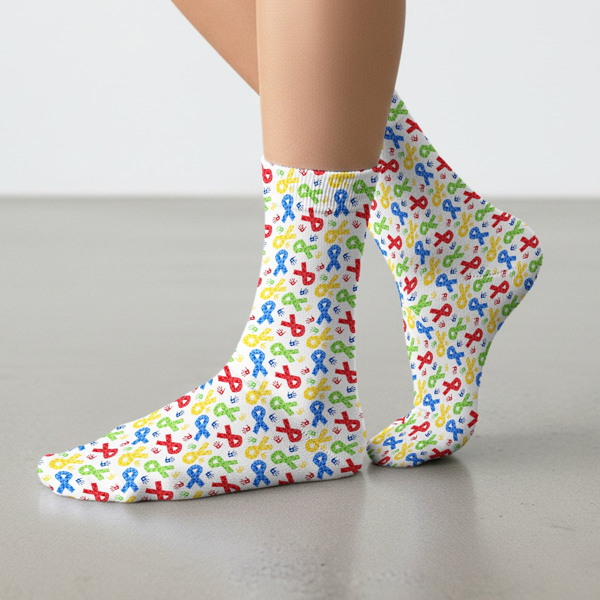 Ribbon Handprint Nurse Socks