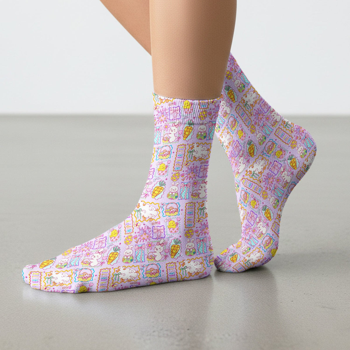 Bunny Egg Bow Nurse Socks - Easter Gift