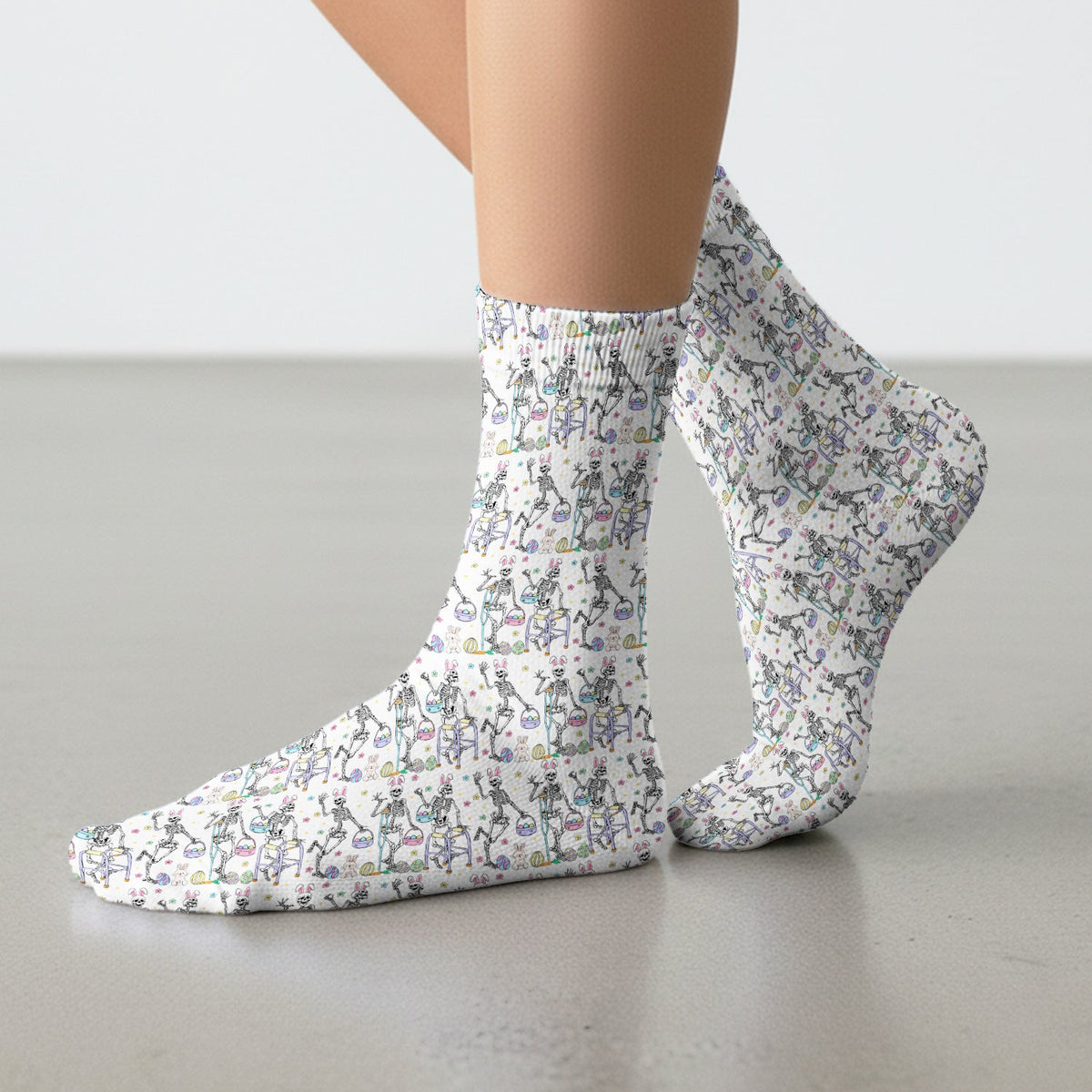 Fun Skeleton Bunny Nurse Socks - Easter Gift