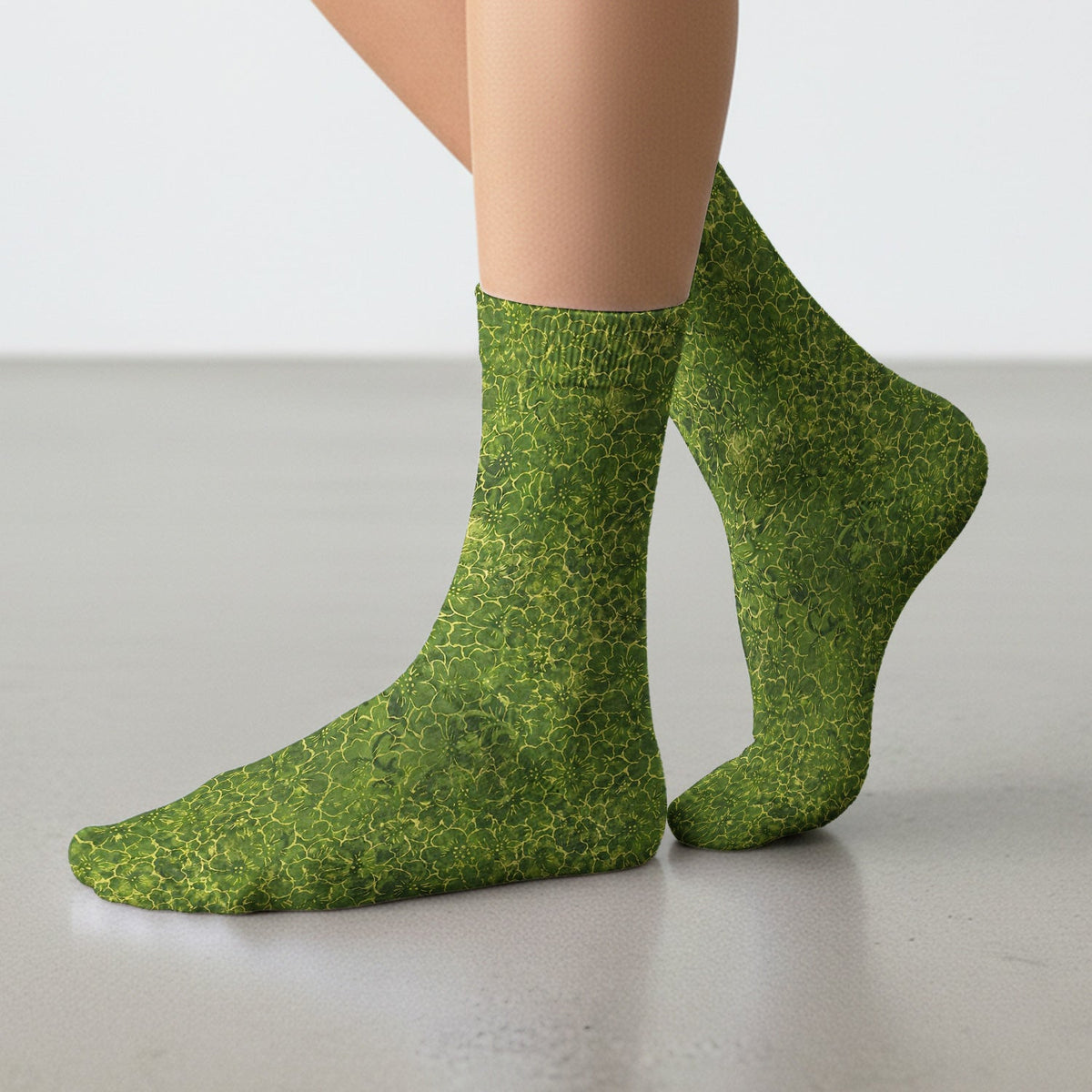 Green Floral Blossom Nurse Socks