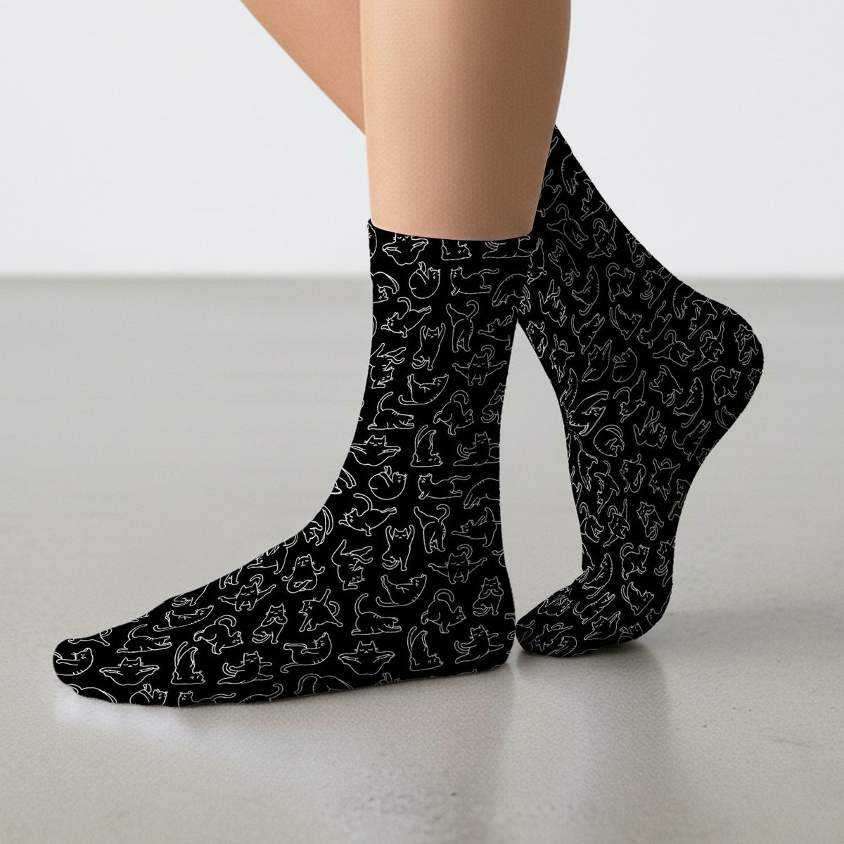 Cat Outline Playing Nurse Socks