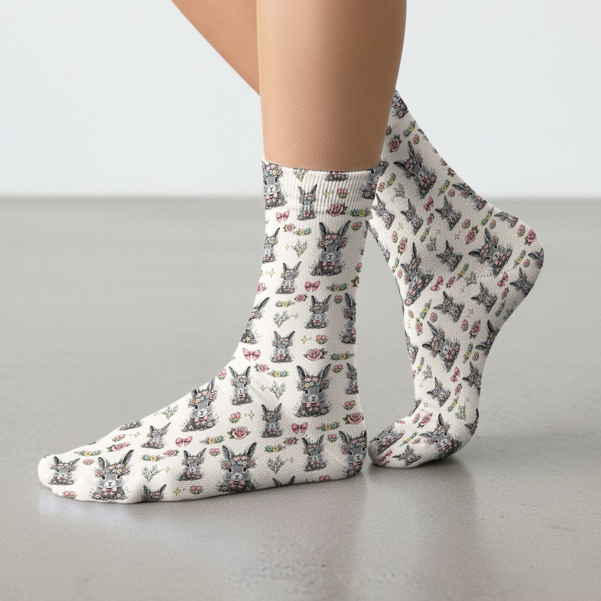 Vintage Floral Bunny Nurse Socks