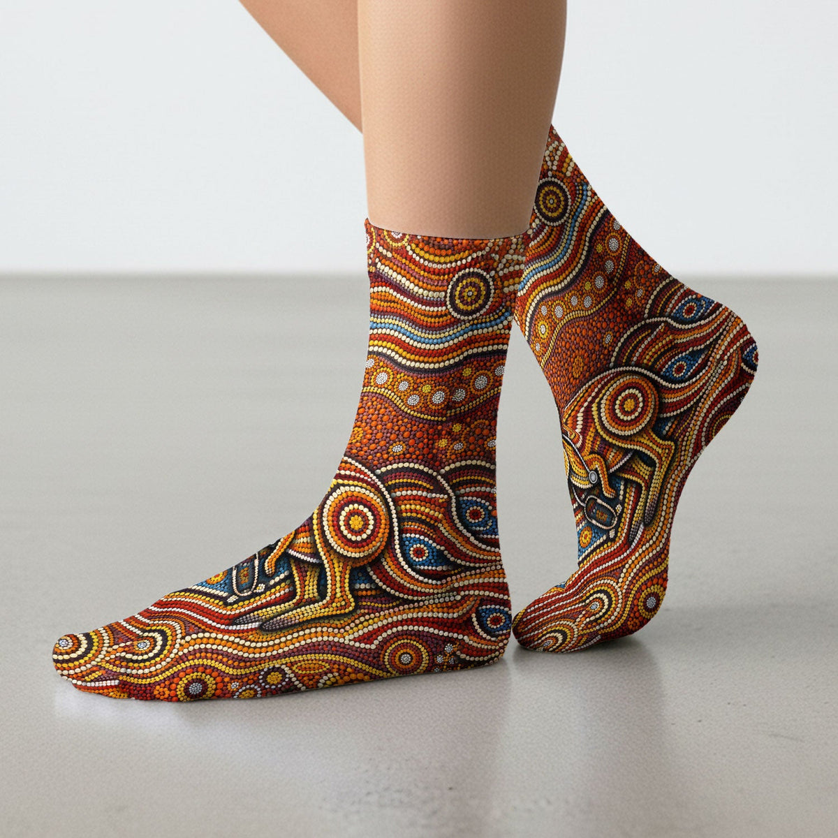 Australian Aboriginal Kangaroo Dot Art Medical Nurse Socks