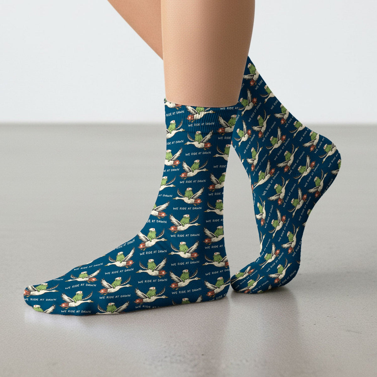 Frog Riding Goose Nurse Socks