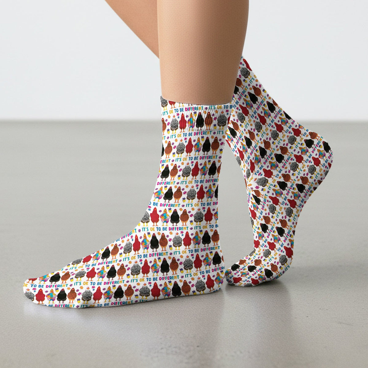 Autism Chicken It's OK To Be Different Nurse Socks