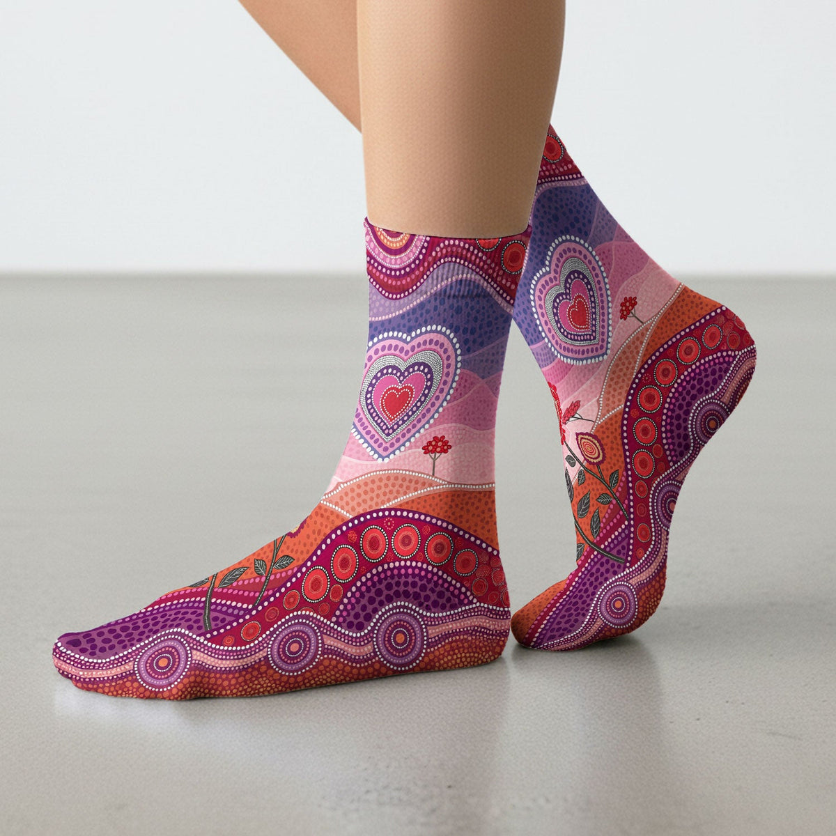 Boho Dot Art Heart Nurse Socks - Valentines Day Gift