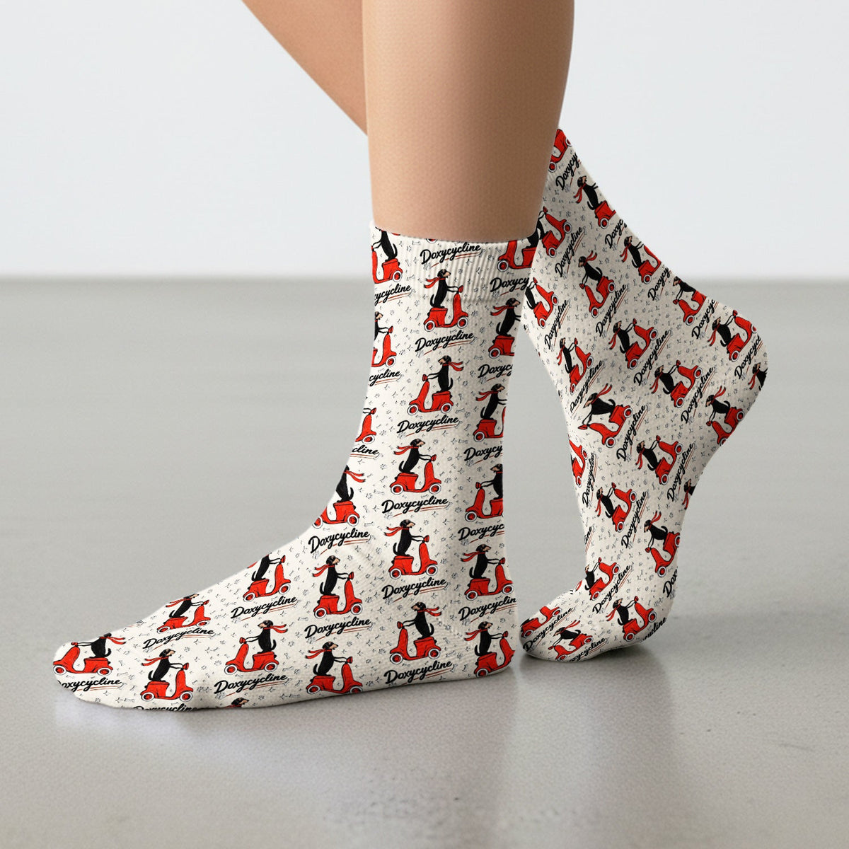 Dachshund Riding Scooter Nurse Socks
