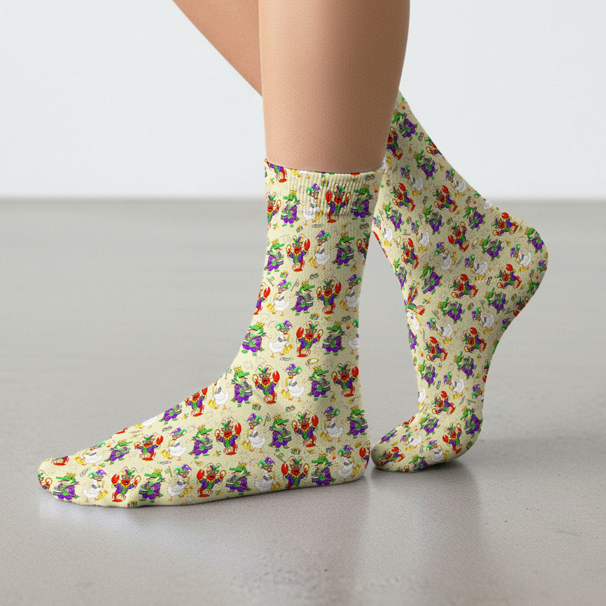 Crawfish Duck Mardi Gras Nurse Socks