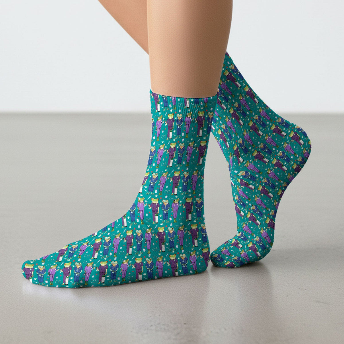 Frog Print Nurse Socks