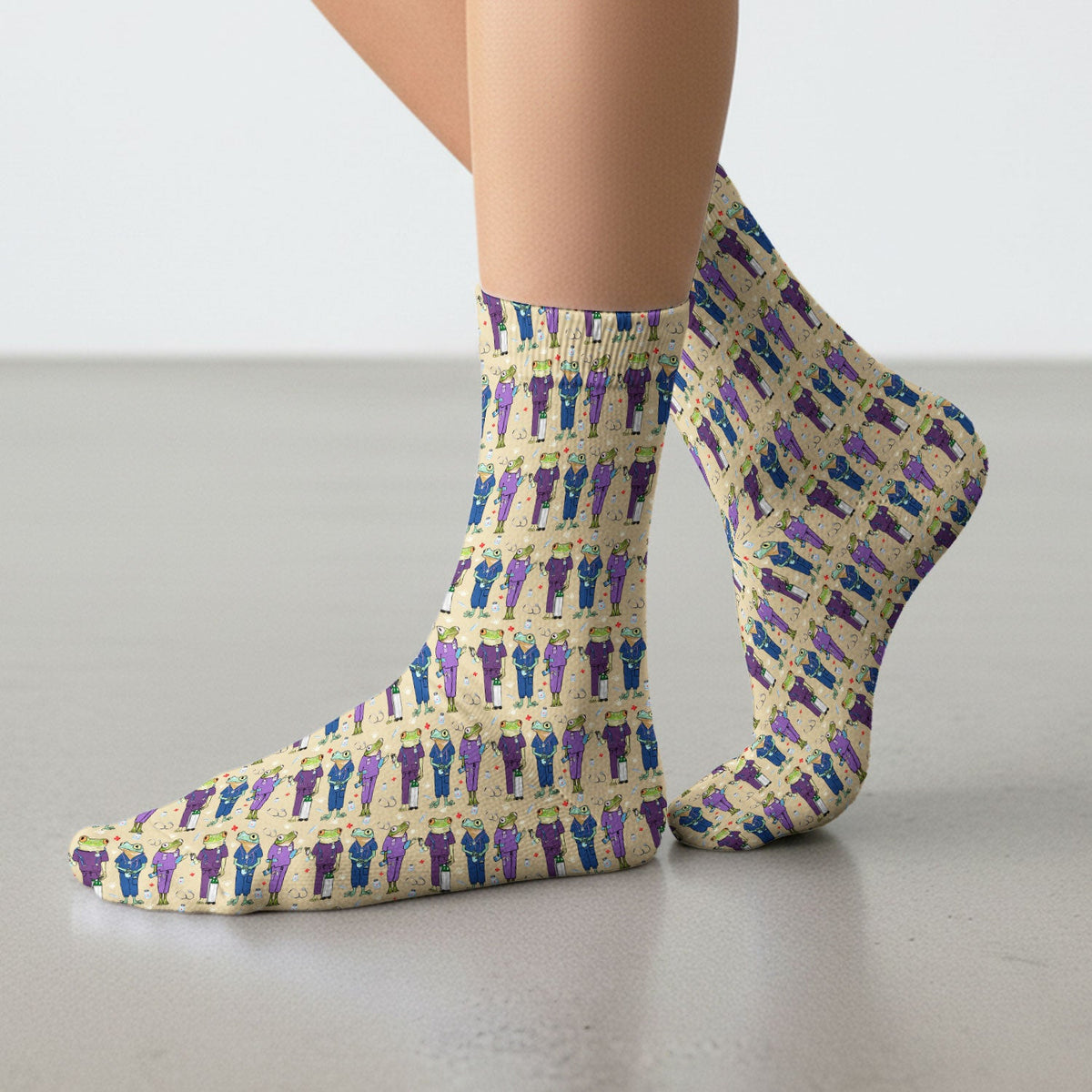 Frog Print Nurse Socks